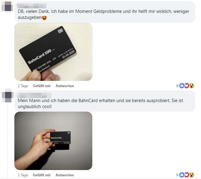 Screenshot der gefälschten Kommentare auf Facebook