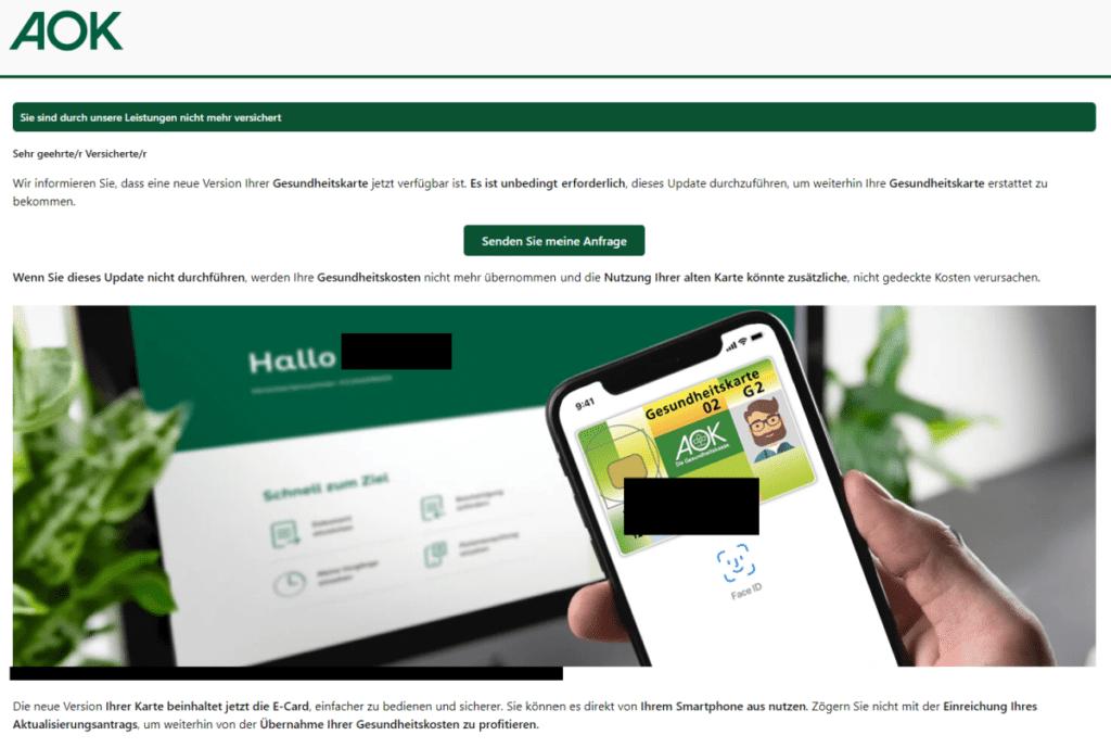 Betrugsgefahr: Neue Gesundheitskarte und Phishing-Mails