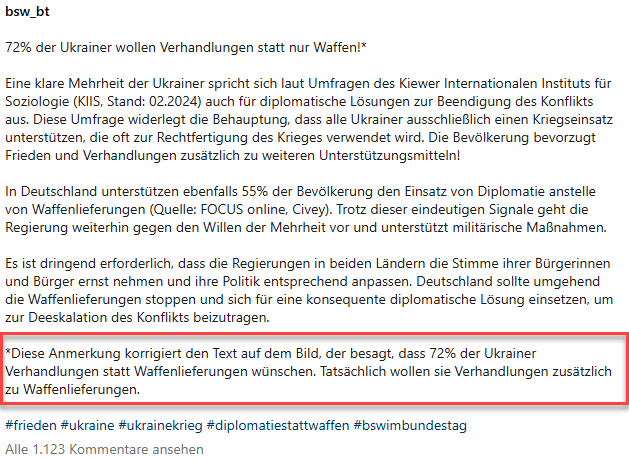 Fehlinterpretation einer Umfrage: 72 Prozent der Ukrainer für Diplomatie plus Militärschläge