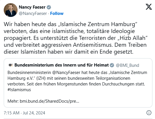 Screenshot der Meldung auf X