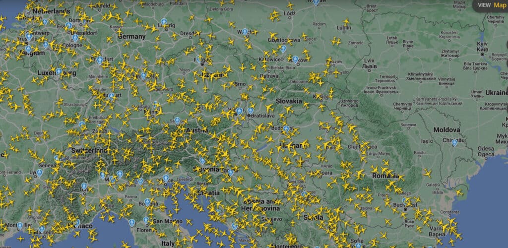 Screenshot flightradar24.com; Stand 09.08.2024 12 Uhr; Quelle: privat